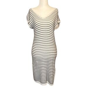 Tahari Women's Sweater Dress Striped Knit ‎ Casual Swimsuit Cover-up SZ XS